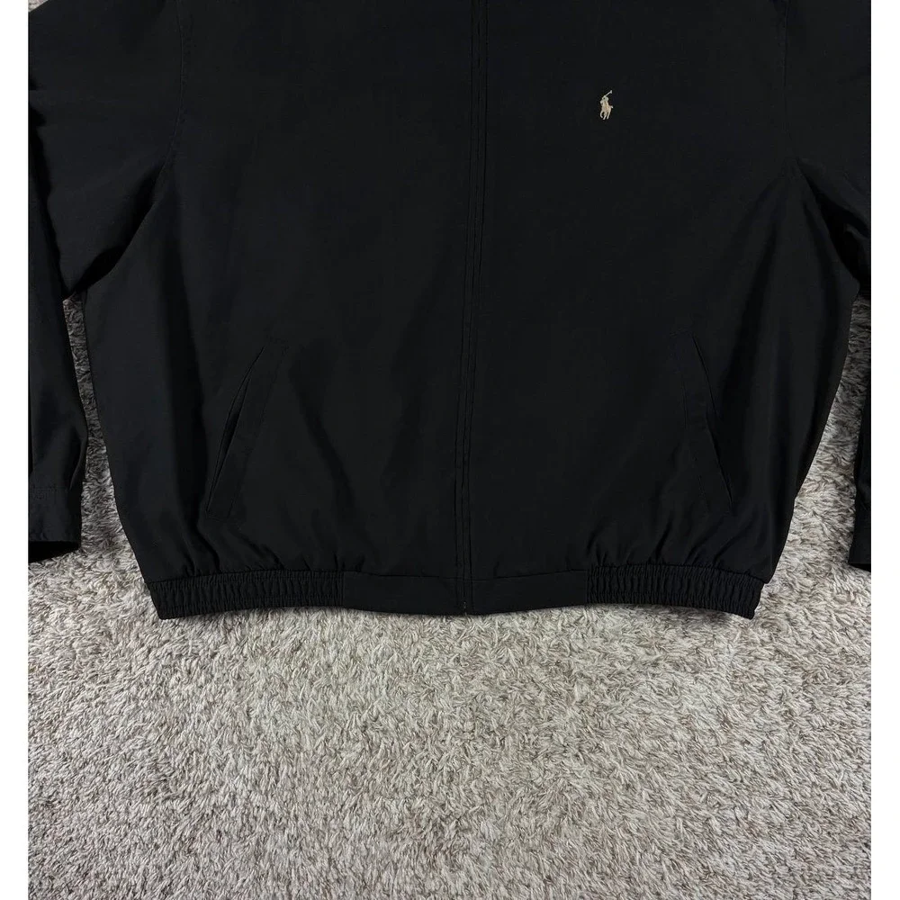 Vintage Polo Ralph Lauren Black Harrington Jacket XXL Plaid Lined Full Zip Pony